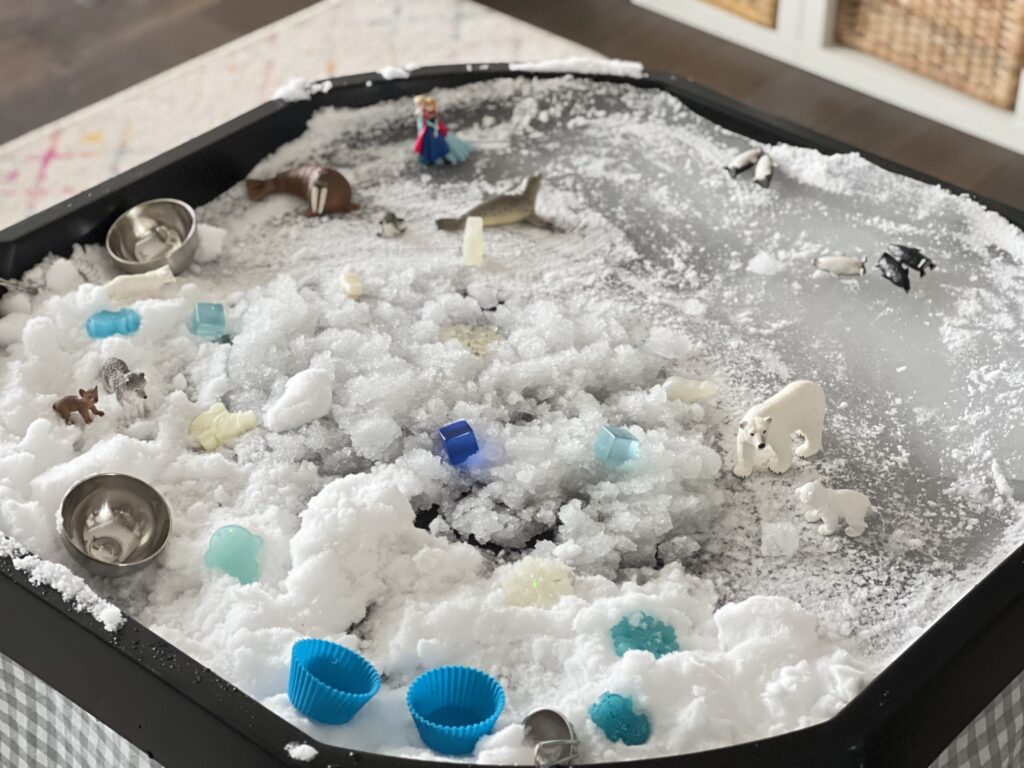 winter sensory play tray