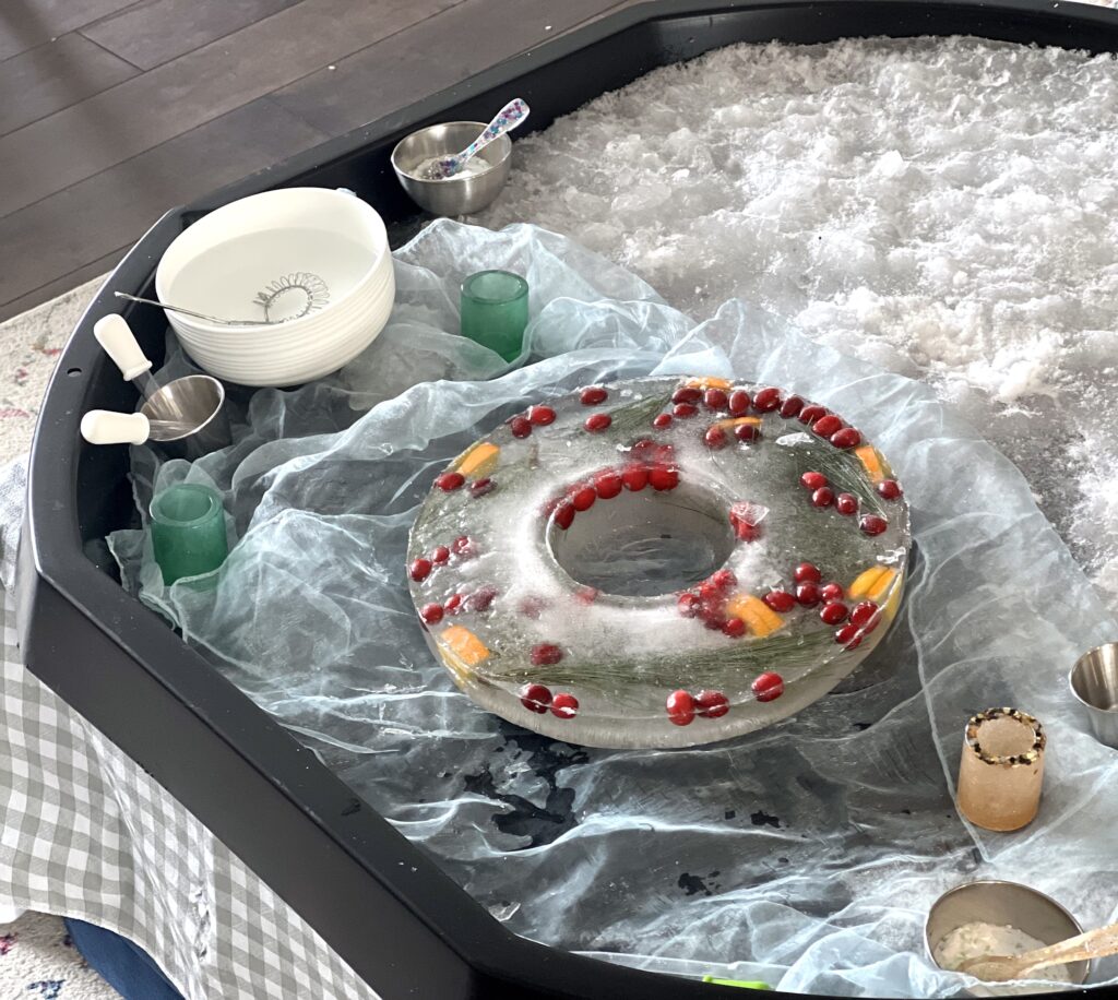 ice and fizzy sensory tray