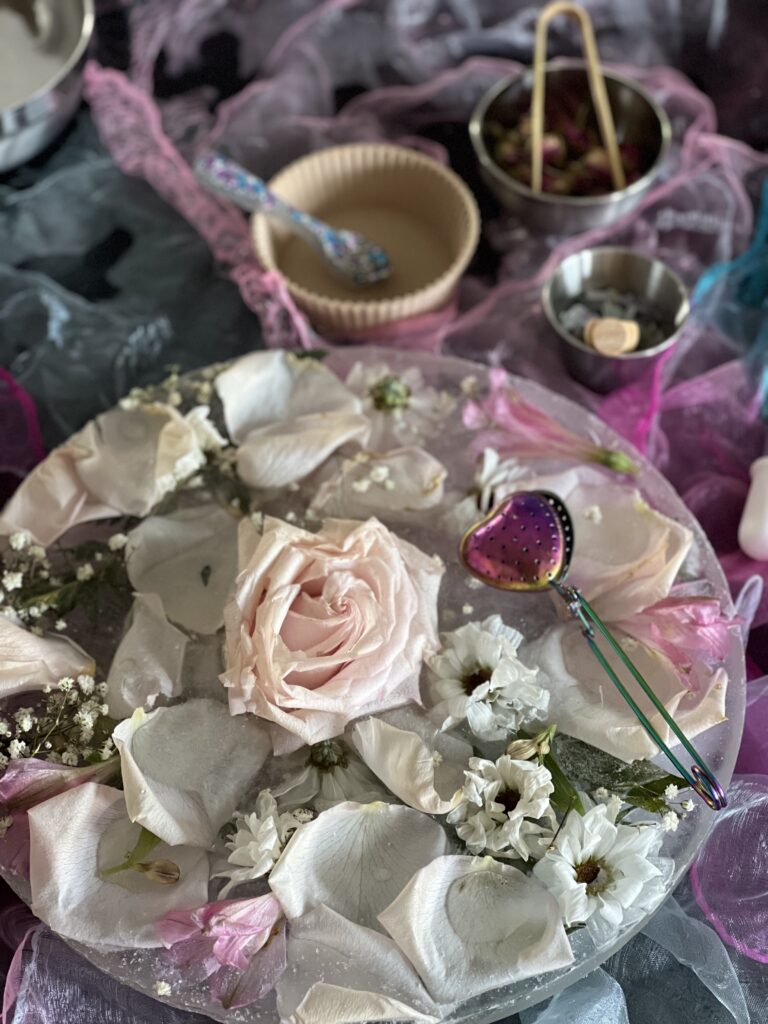 wilted flowers frozen sensory play