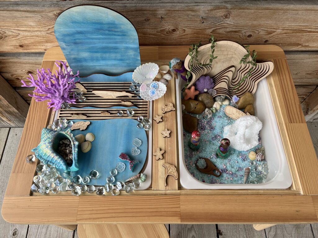 mermaid flisat table sensory play