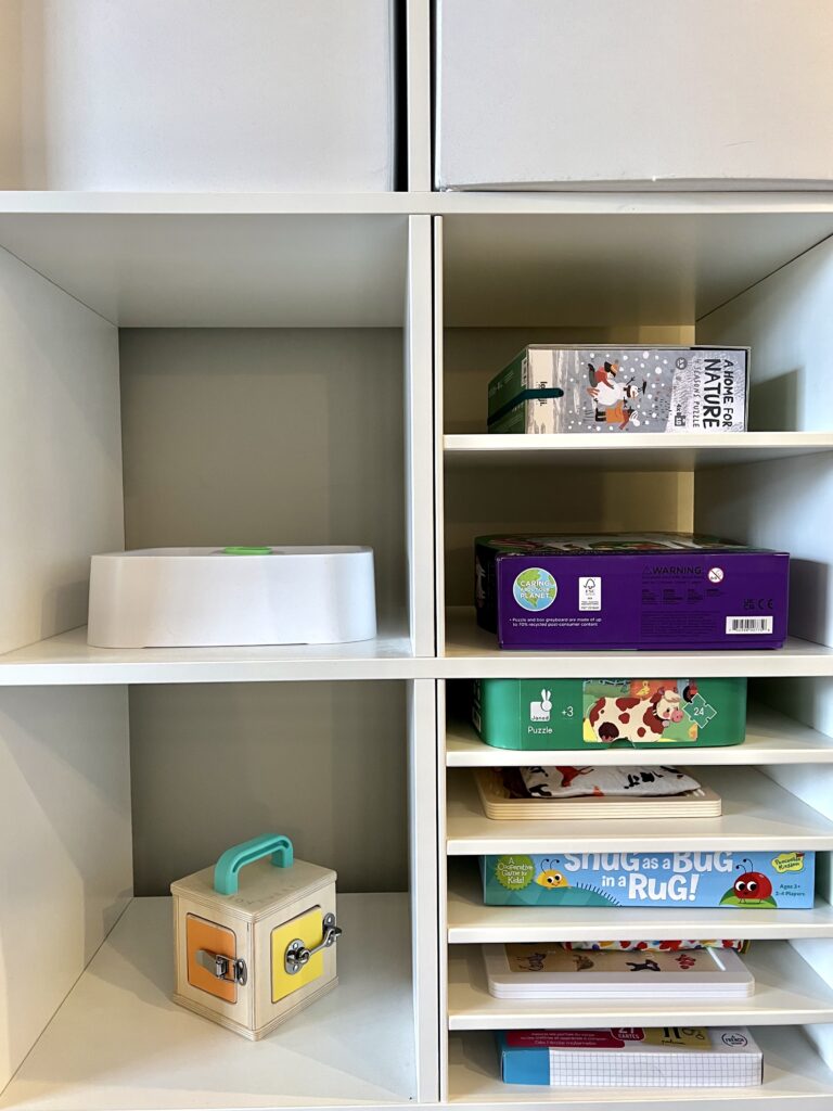 puzzles and games in IKEA shelf