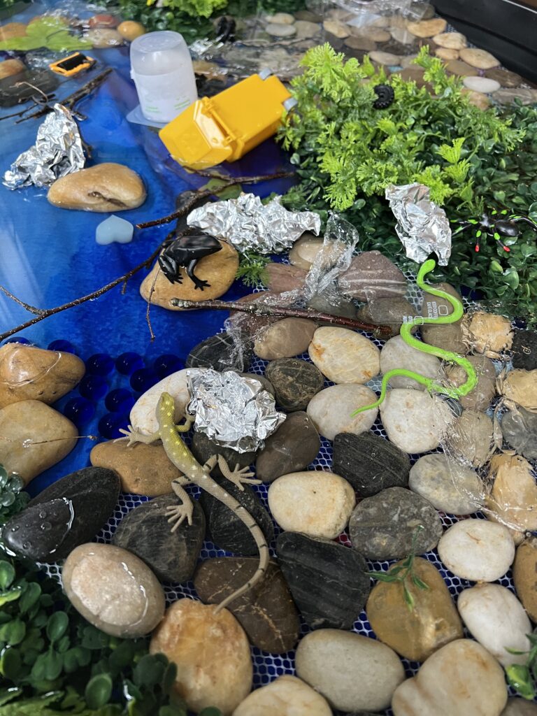 recycling clean up in water tray