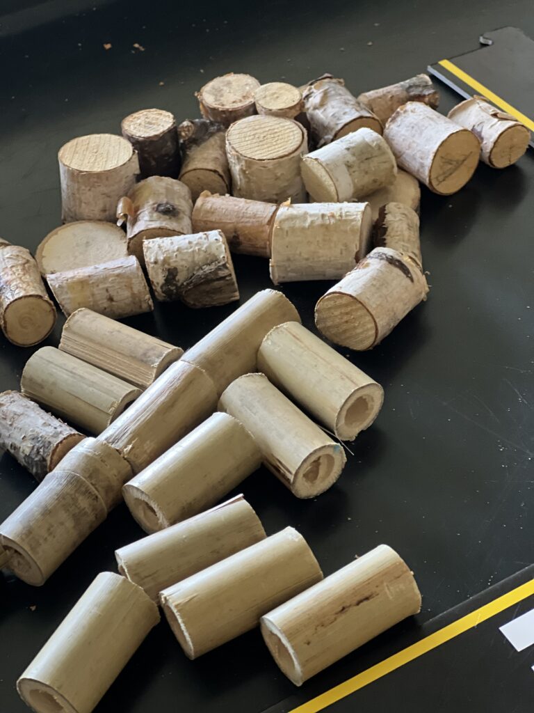 wood stump and bamboo loose parts