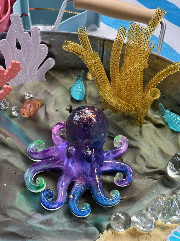 resin octopus in playdough