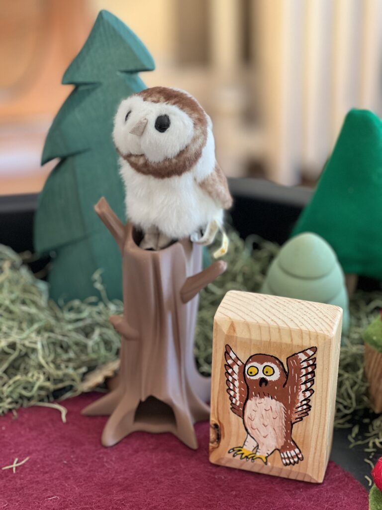 owl folkmanis puppet and gruffalo story block