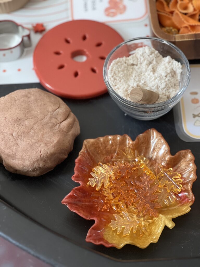 resin leaf tray, cloud doug, playdough